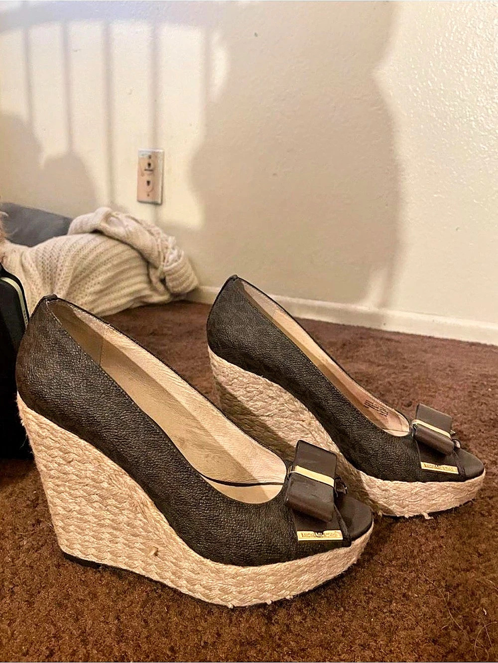Michael Kors Kenzie monogram Wedge Brown US 7.5 women heels